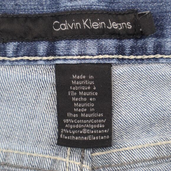 Calvin Klein Pants Womens 30 Blue Flared Mid Rise Medium Wash Denim Button Jeans - Picture 2 of 14